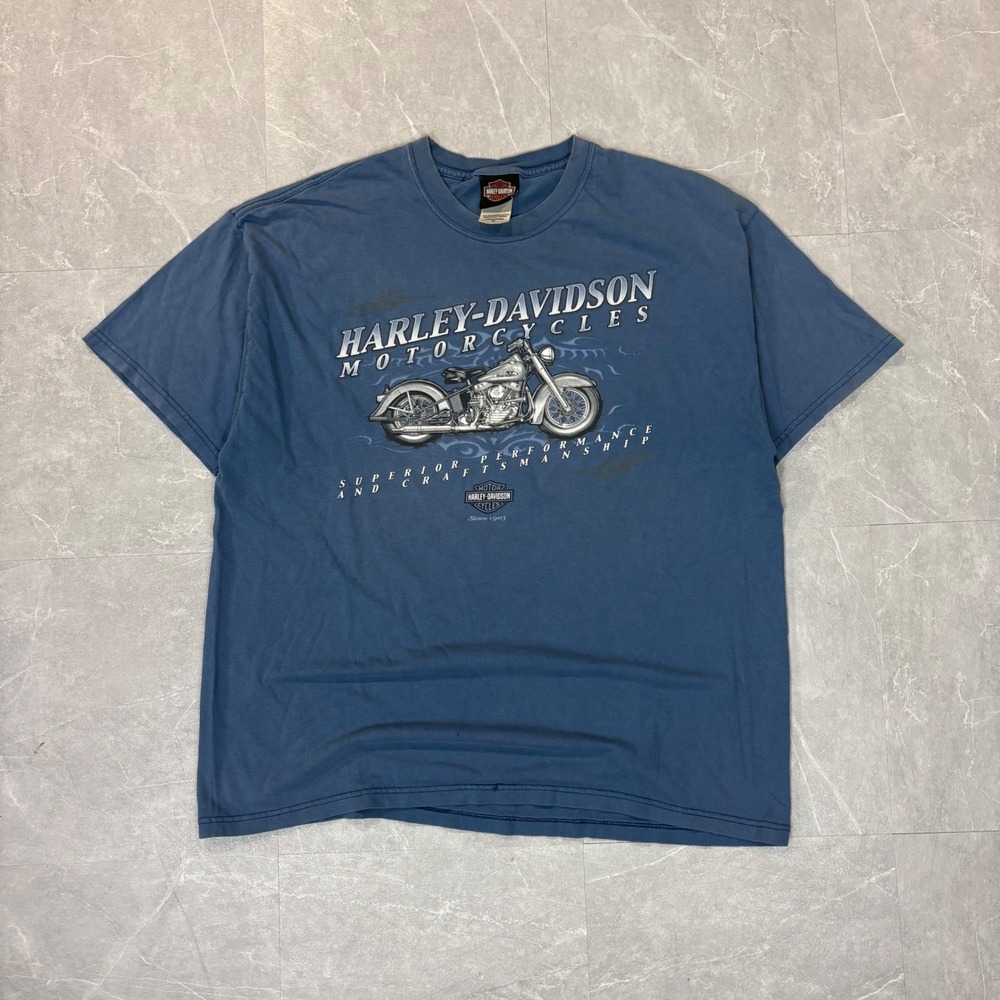 Vintage Harley-Davidson Muncie Indiana Graphic T-Shirt Blue XL RN15763